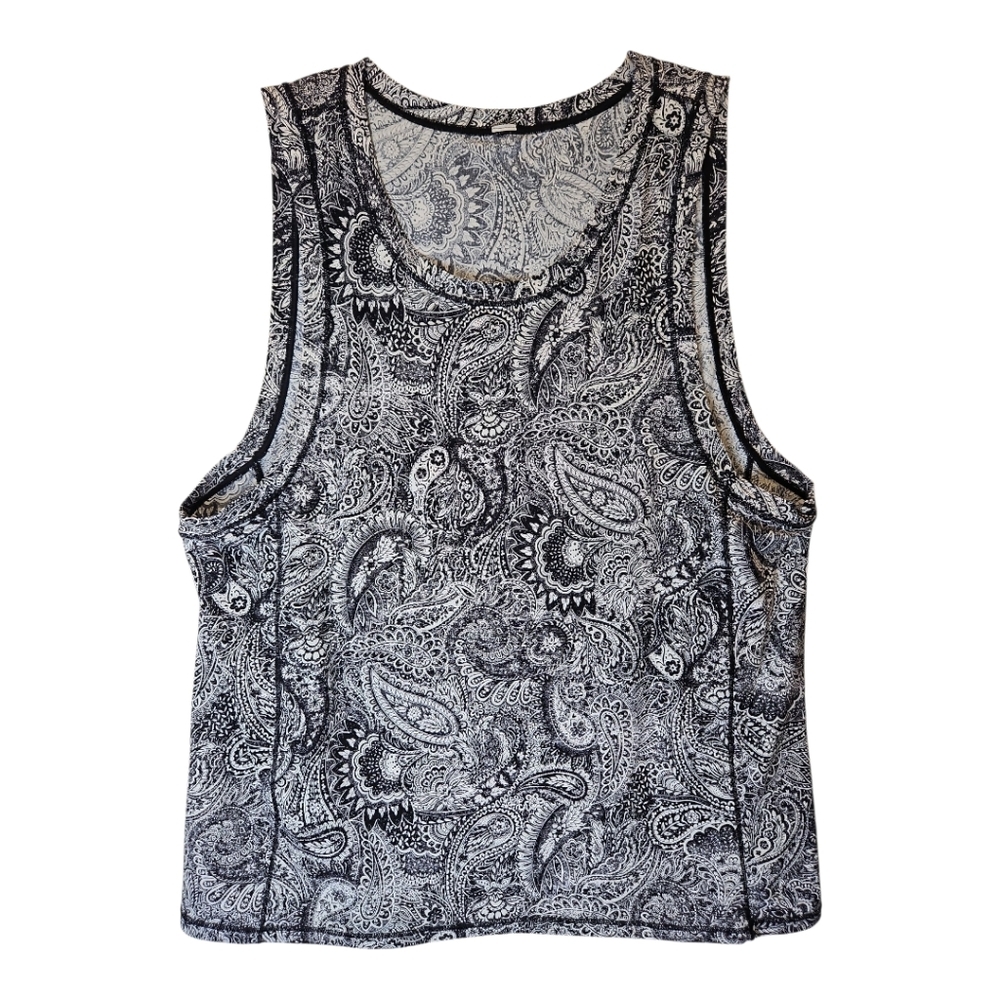 Lululemon Sole Training Tank Black & White Paisley Muscle Gym Top Size 4